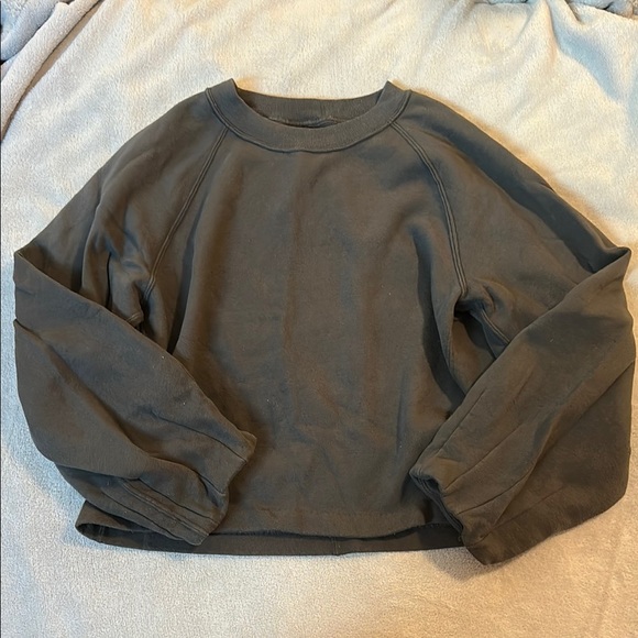 Abercrombie & Fitch Black Crew Neck Puff Sleeve Sweatshirt - Picture 1 of 8